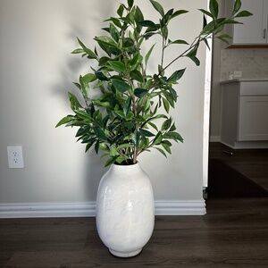 Pottery Barn Tall Quin Vase with four faux stems